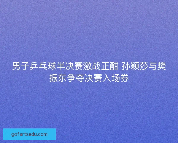 男子乒乓球半决赛激战正酣 孙颖莎与樊振东争夺决赛入场券